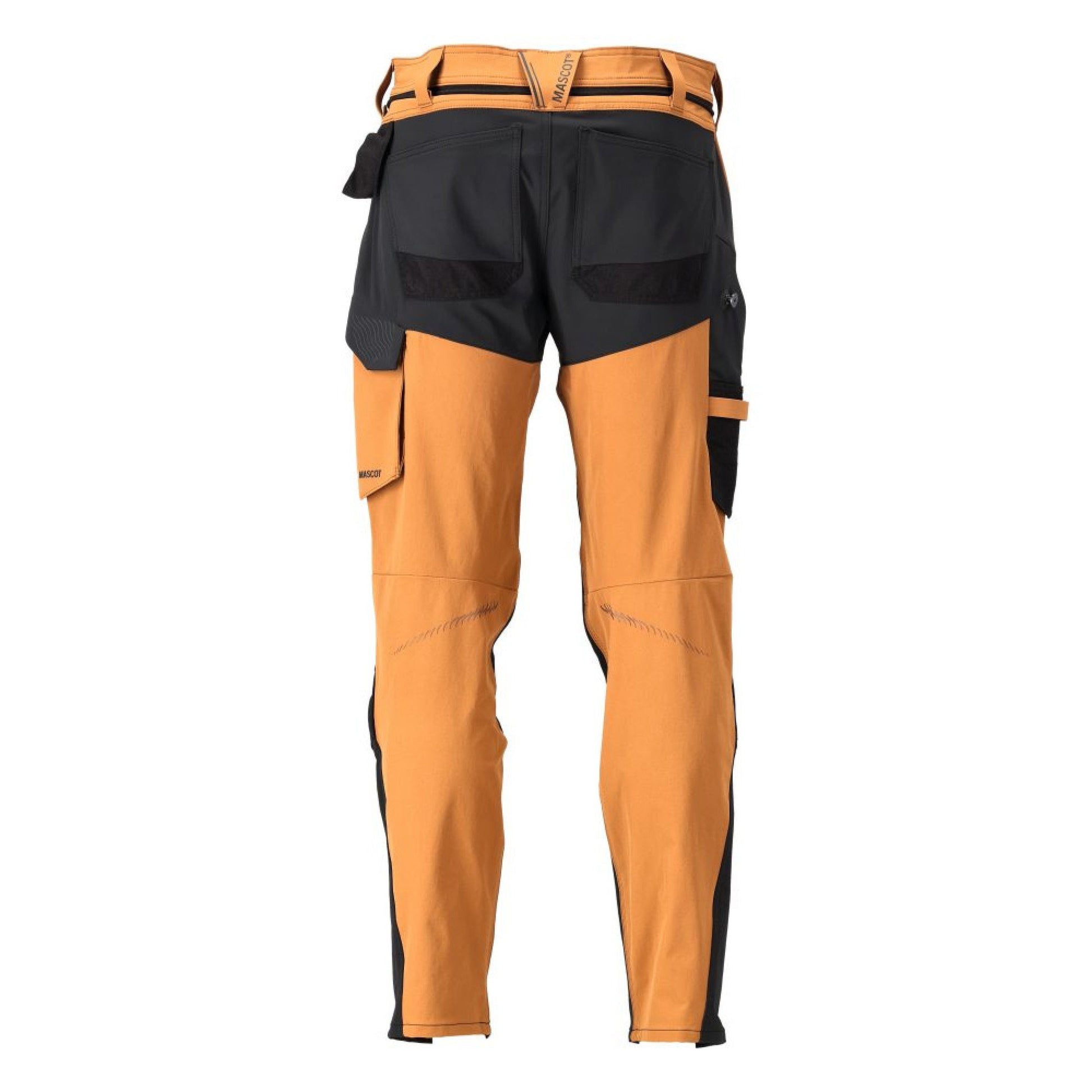 Nut Brown-Black - Back - Mascot Mens Customised Knee Pad Pockets Long Work Trousers