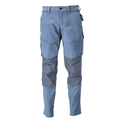 Stone Blue - Front - Mascot Mens Customised Knee Pad Pockets Long Work Trousers