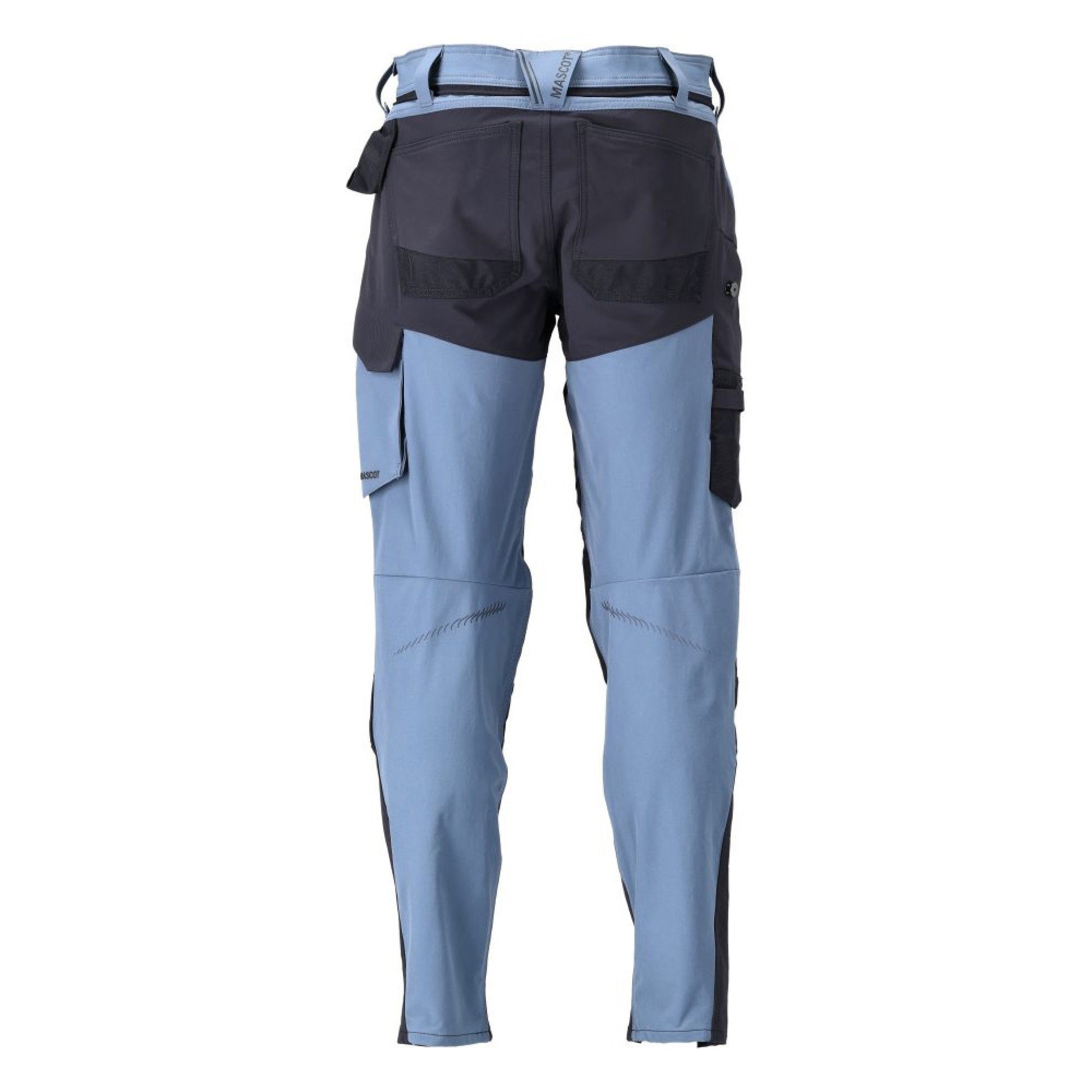 Stone Blue-Dark Navy - Back - Mascot Mens Customised Knee Pad Pockets Long Work Trousers