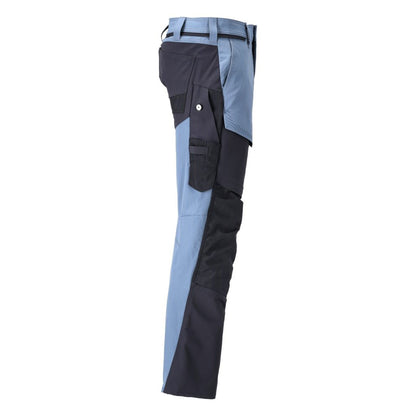 Stone Blue-Dark Navy - Lifestyle - Mascot Mens Customised Knee Pad Pockets Long Work Trousers