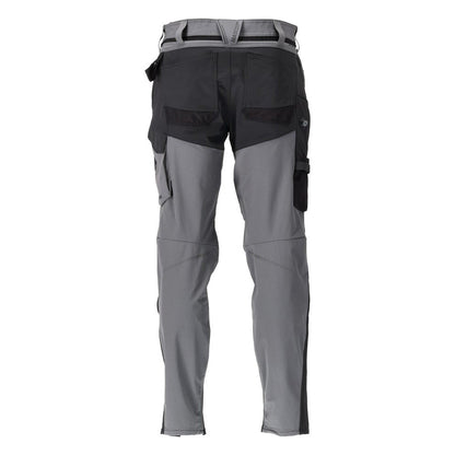 Stone Grey-Black - Back - Mascot Mens Customised Knee Pad Pockets Long Work Trousers
