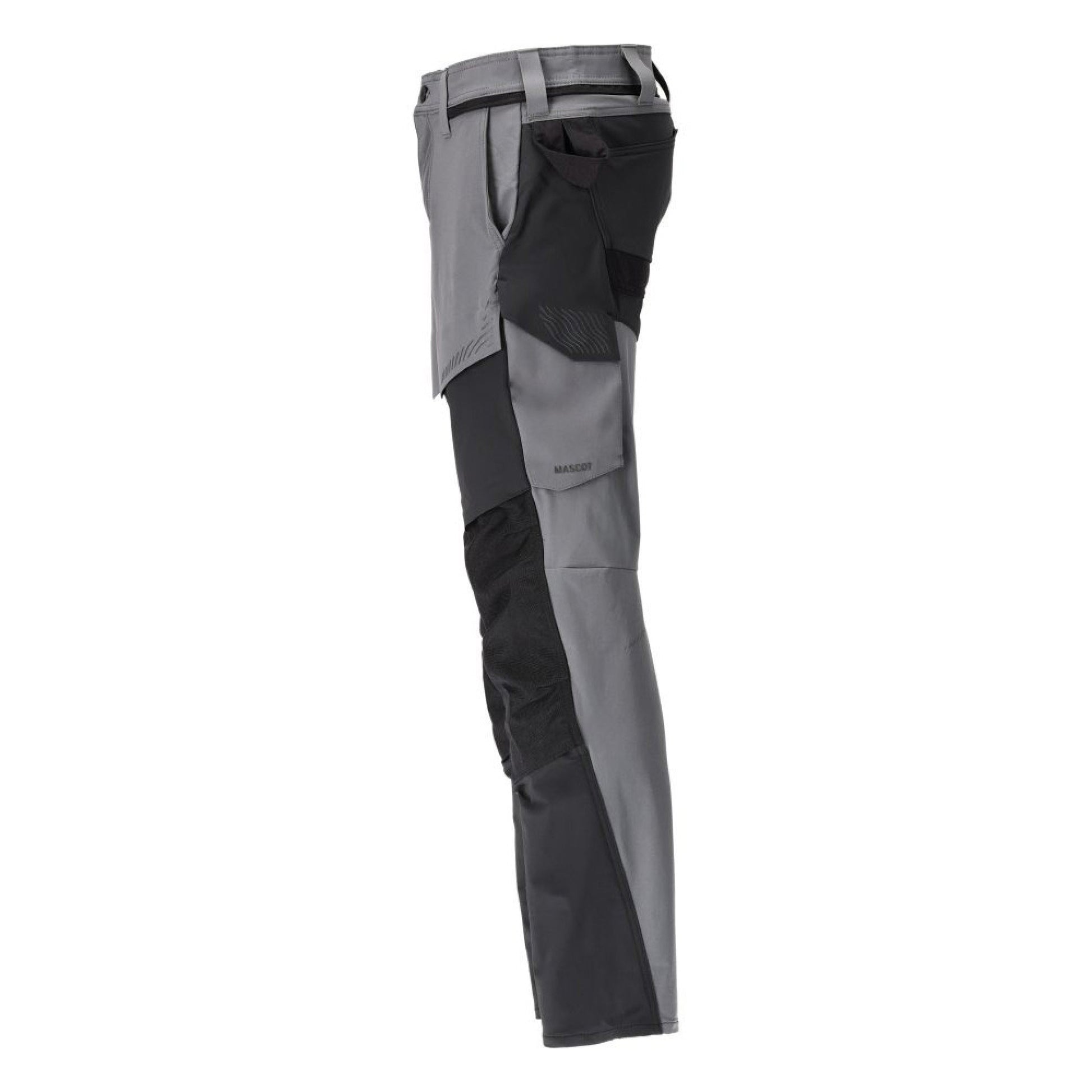 Stone Grey-Black - Side - Mascot Mens Customised Knee Pad Pockets Long Work Trousers