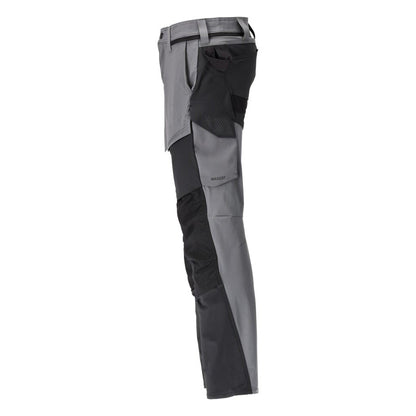 Stone Grey-Black - Side - Mascot Mens Customised Knee Pad Pockets Long Work Trousers