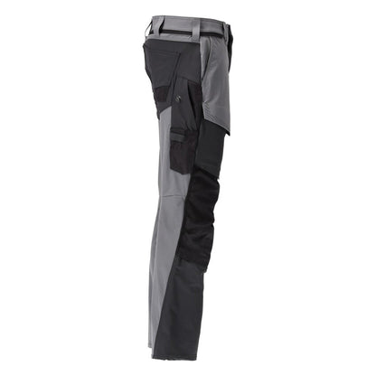 Stone Grey-Black - Lifestyle - Mascot Mens Customised Knee Pad Pockets Long Work Trousers