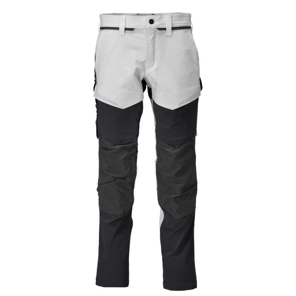 White-Stone Grey - Front - Mascot Mens Customised Knee Pad Pockets Long Work Trousers