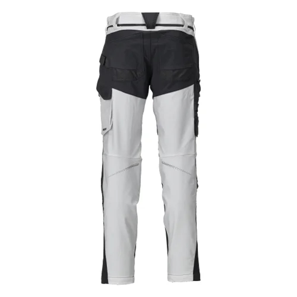White-Stone Grey - Back - Mascot Mens Customised Knee Pad Pockets Long Work Trousers