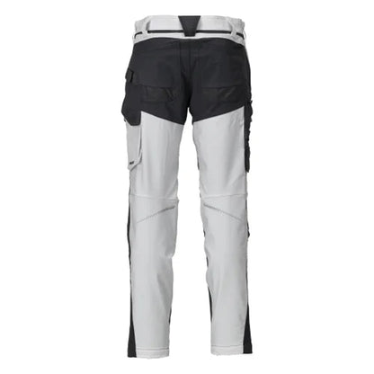 White-Stone Grey - Back - Mascot Mens Customised Knee Pad Pockets Long Work Trousers