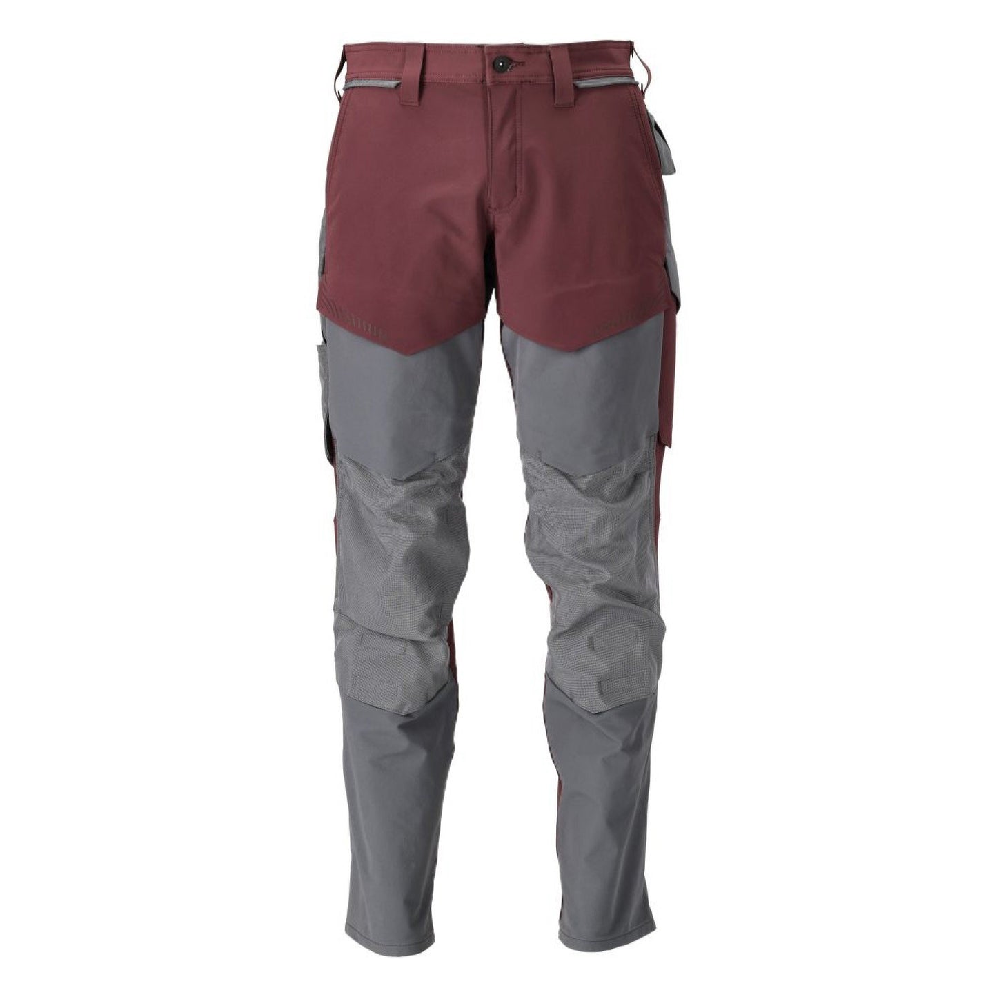 Bordeaux-Stone Grey - Front - Mascot Mens Customised Knee Pad Pockets Long Work Trousers