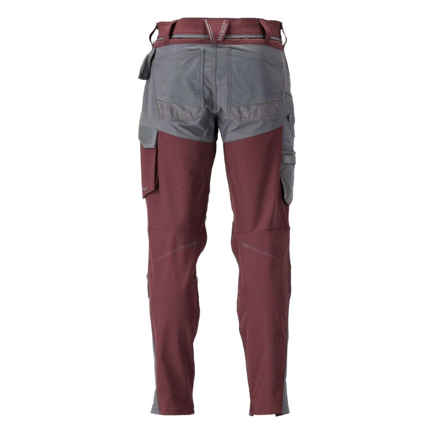 Bordeaux-Stone Grey - Back - Mascot Mens Customised Knee Pad Pockets Long Work Trousers
