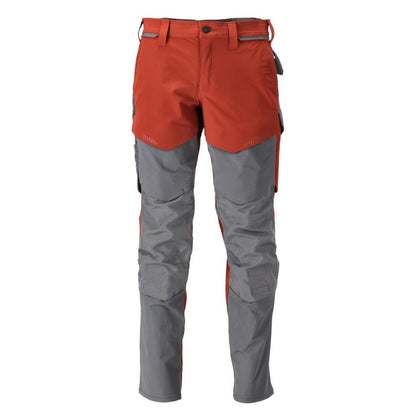 Autumn Red-Stone Grey - Front - Mascot Mens Customised Knee Pad Pockets Long Work Trousers