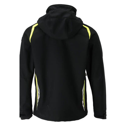 Black-Hi Vis Yellow - Back - Mascot Mens Accelerate Safe Hooded Soft Shell Jacket
