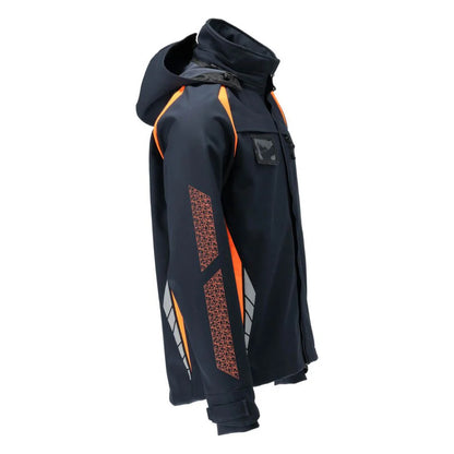 Dark Navy-Hi Vis Orange - Lifestyle - Mascot Mens Accelerate Safe Hooded Soft Shell Jacket