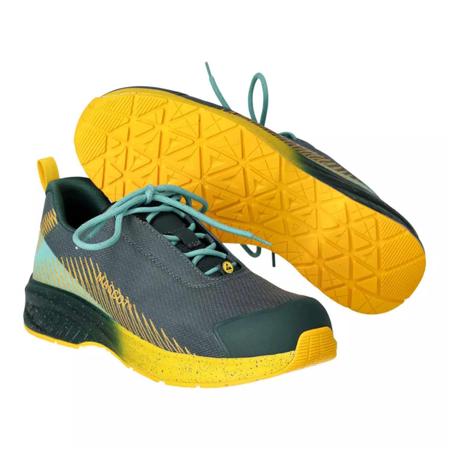 Forest Green-Sunflower Yellow - Pack Shot - Mascot Womens-Ladies Footwear Customised Safety Shoes