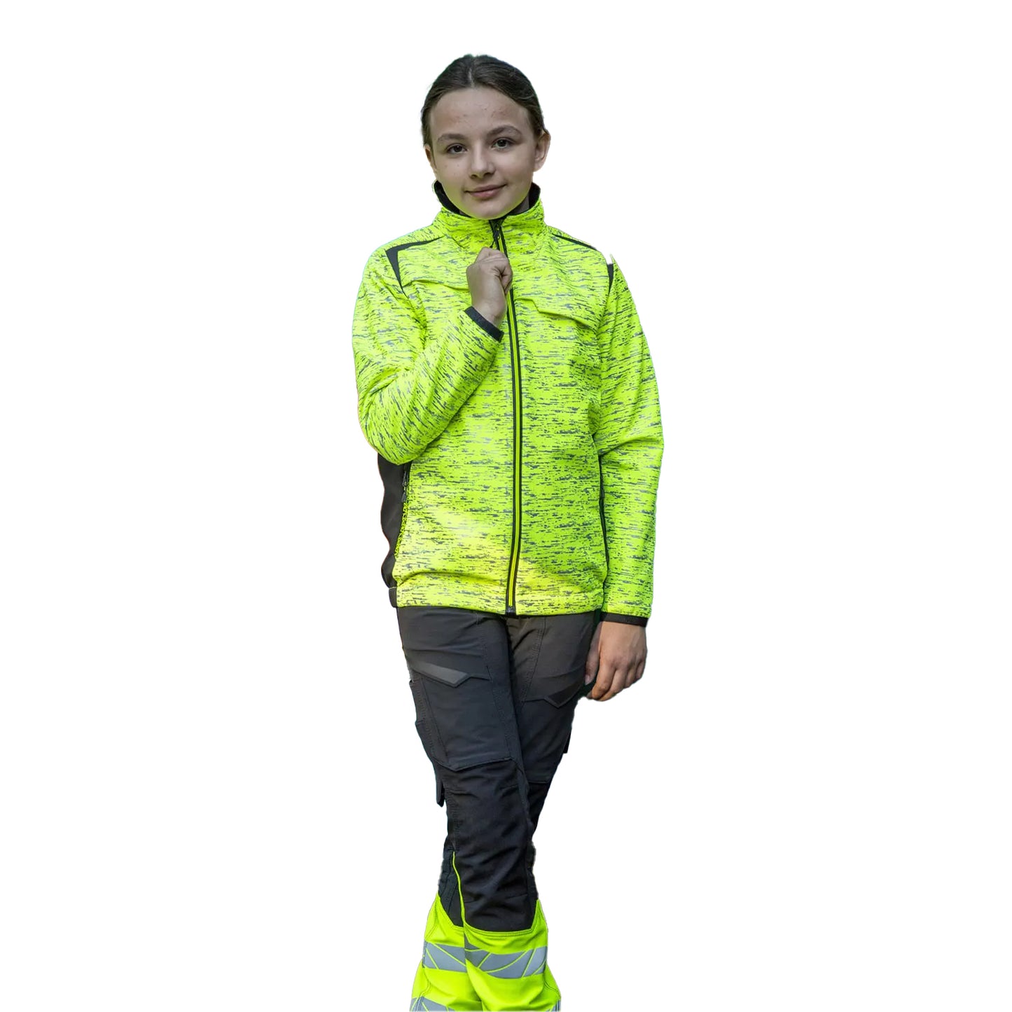 Yellow-Black - Pack Shot - Mascot Childrens-Kids Accelerate Safe High-Vis Soft Shell Jacket