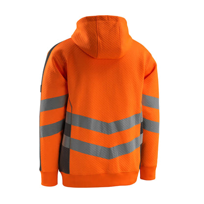 Hi Vis Orange-Dark Anthracite - Back - Mascot Mens Safe Supreme Corby Full Zip Hoodie