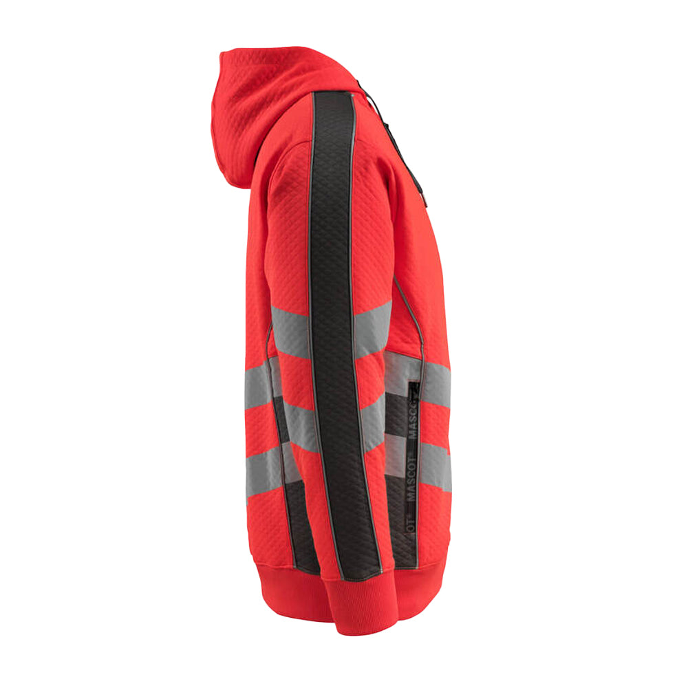 Hi Vis Red-Dark Anthracite - Side - Mascot Mens Safe Supreme Corby Full Zip Hoodie