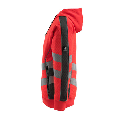 Hi Vis Red-Dark Anthracite - Lifestyle - Mascot Mens Safe Supreme Corby Full Zip Hoodie