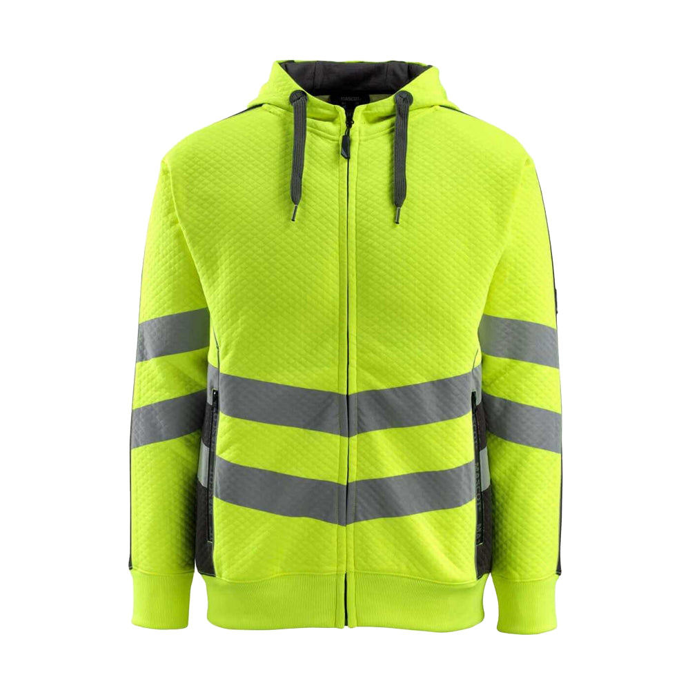 Hi Vis Yellow-Black - Front - Mascot Mens Safe Supreme Corby Full Zip Hoodie