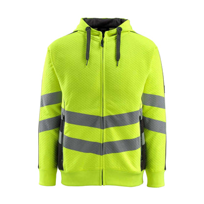 Hi Vis Yellow-Black - Front - Mascot Mens Safe Supreme Corby Full Zip Hoodie