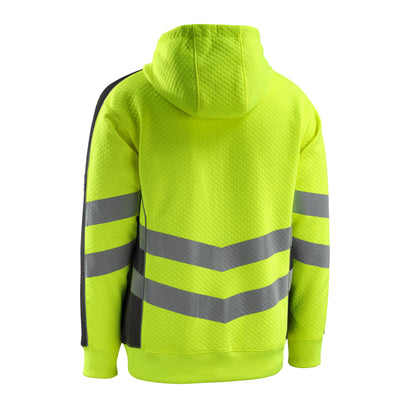 Hi Vis Yellow-Black - Back - Mascot Mens Safe Supreme Corby Full Zip Hoodie
