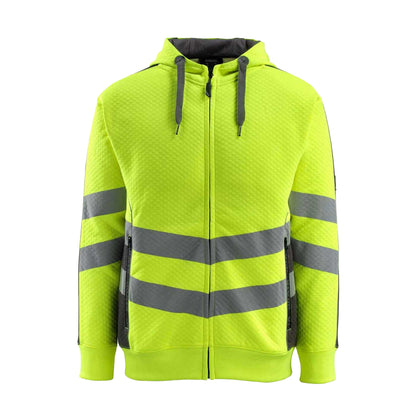 Hi Vis Yellow-Dark Anthracite - Front - Mascot Mens Safe Supreme Corby Full Zip Hoodie