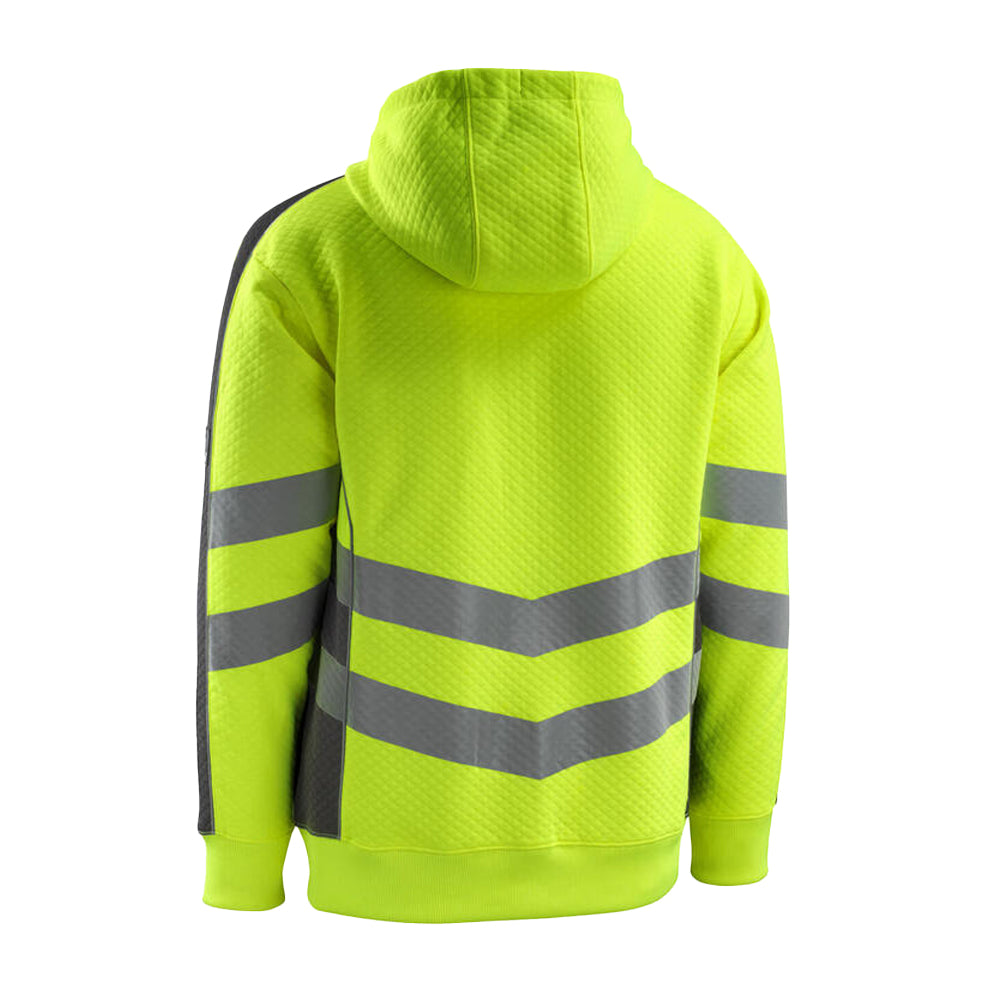 Hi Vis Yellow-Dark Anthracite - Back - Mascot Mens Safe Supreme Corby Full Zip Hoodie