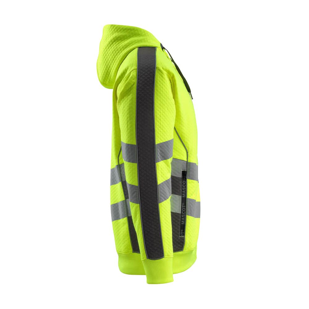 Hi Vis Yellow-Dark Anthracite - Side - Mascot Mens Safe Supreme Corby Full Zip Hoodie