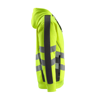 Hi Vis Yellow-Dark Anthracite - Side - Mascot Mens Safe Supreme Corby Full Zip Hoodie