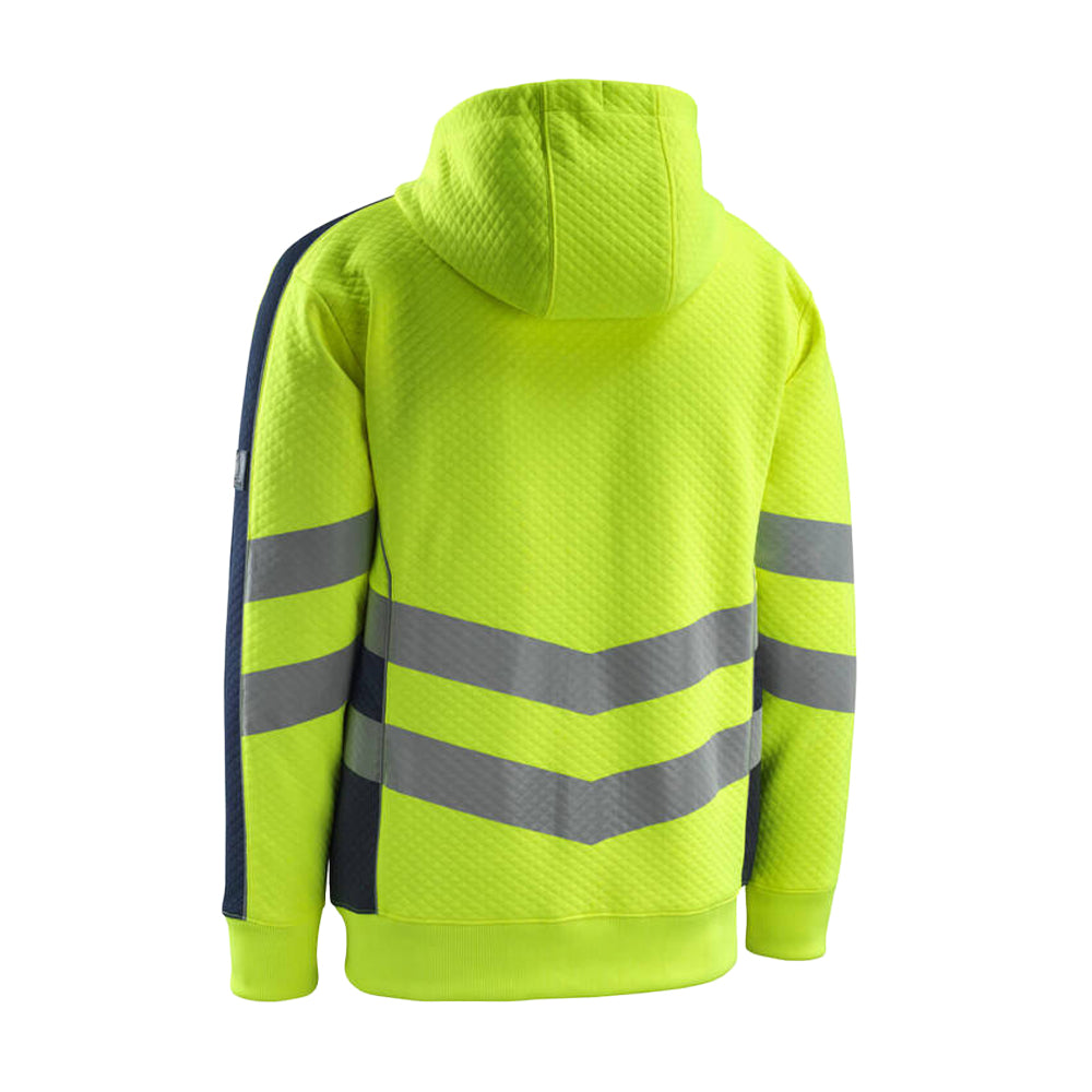 Hi Vis Yellow-Dark Navy - Back - Mascot Mens Safe Supreme Corby Full Zip Hoodie