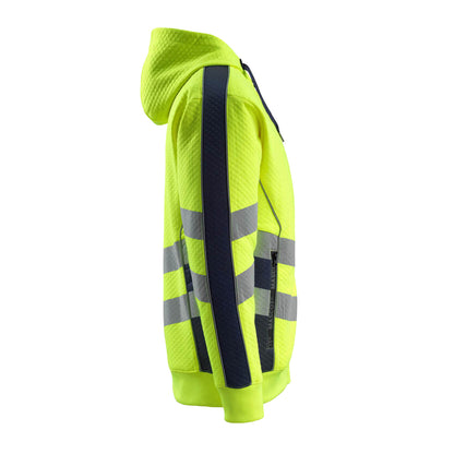 Hi Vis Yellow-Dark Navy - Side - Mascot Mens Safe Supreme Corby Full Zip Hoodie