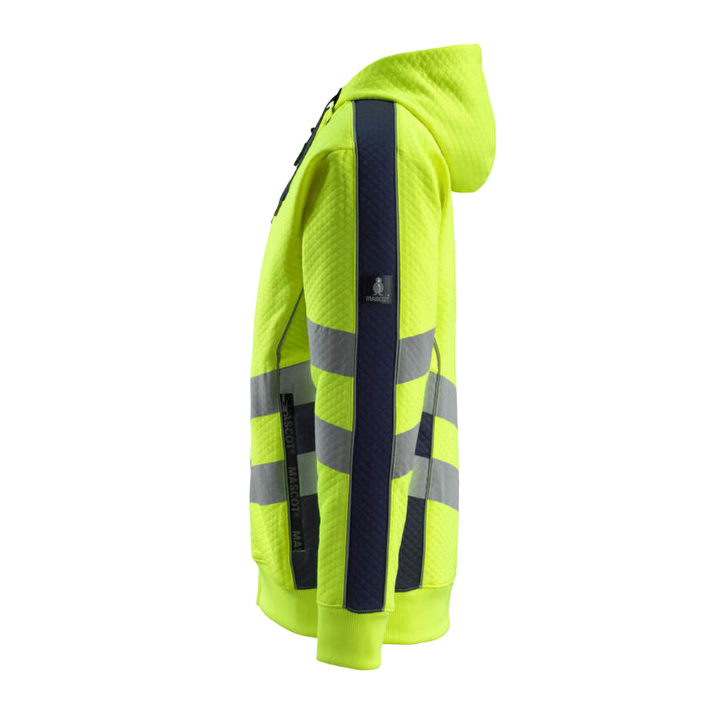 Hi Vis Yellow-Dark Navy - Lifestyle - Mascot Mens Safe Supreme Corby Full Zip Hoodie