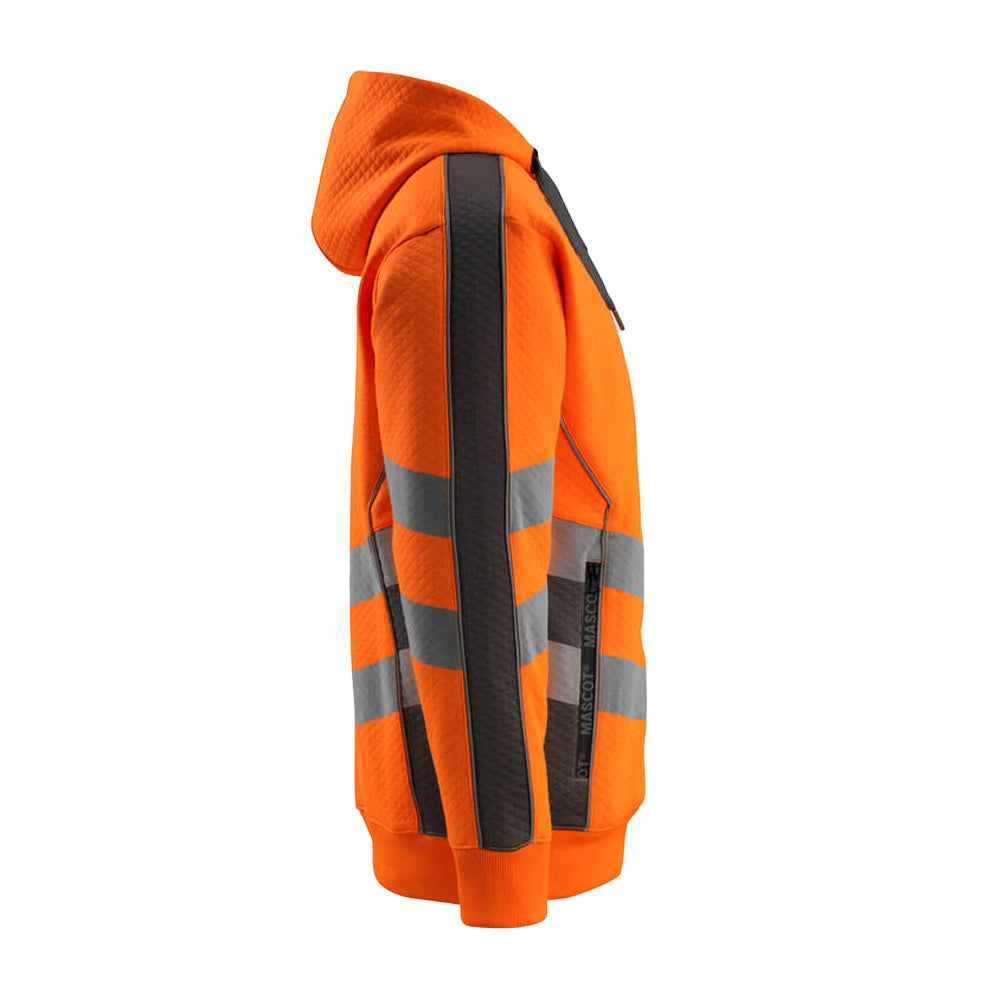 Hi Vis Orange-Dark Anthracite - Side - Mascot Mens Safe Supreme Corby Full Zip Hoodie