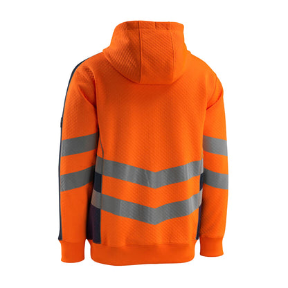 Hi Vis Orange-Dark Navy - Back - Mascot Mens Safe Supreme Corby Full Zip Hoodie