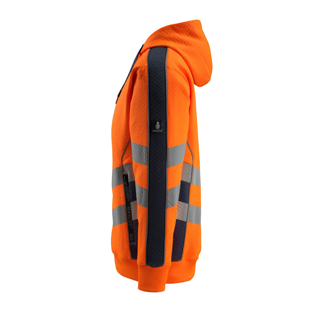 Hi Vis Orange-Dark Navy - Lifestyle - Mascot Mens Safe Supreme Corby Full Zip Hoodie