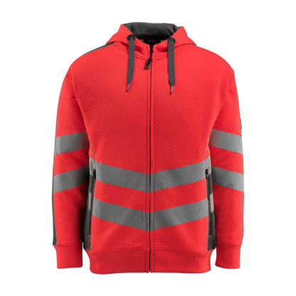 Hi Vis Red-Dark Anthracite - Front - Mascot Mens Safe Supreme Corby Full Zip Hoodie