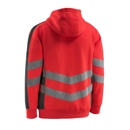 Hi Vis Red-Dark Anthracite - Back - Mascot Mens Safe Supreme Corby Full Zip Hoodie