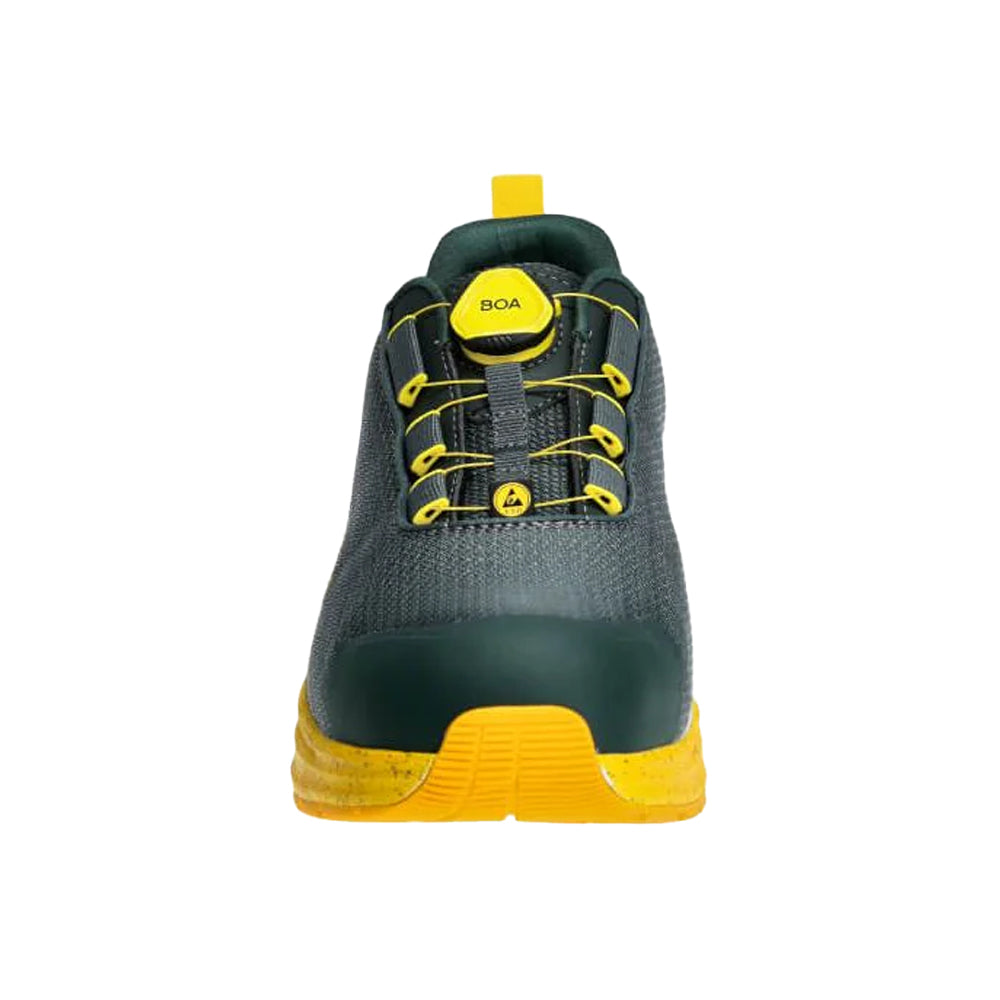Forest Green-Sunflower Yellow - Side - Mascot Mens Footwear Customised Wire Lace Safety Shoes