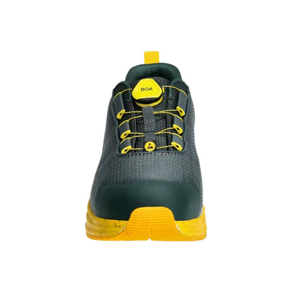 Forest Green-Sunflower Yellow - Side - Mascot Mens Footwear Customised Wire Lace Safety Shoes