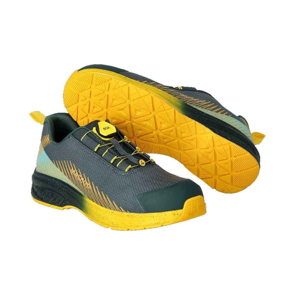 Forest Green-Sunflower Yellow - Lifestyle - Mascot Mens Footwear Customised Wire Lace Safety Shoes