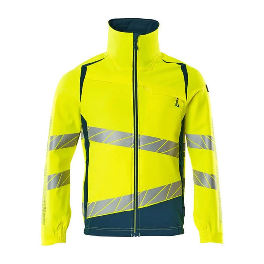 Hi Vis Yellow-Dark Petroleum - Front - Mascot Mens Accelerate Safe Jacket
