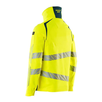 Hi Vis Yellow-Dark Petroleum - Back - Mascot Mens Accelerate Safe Jacket