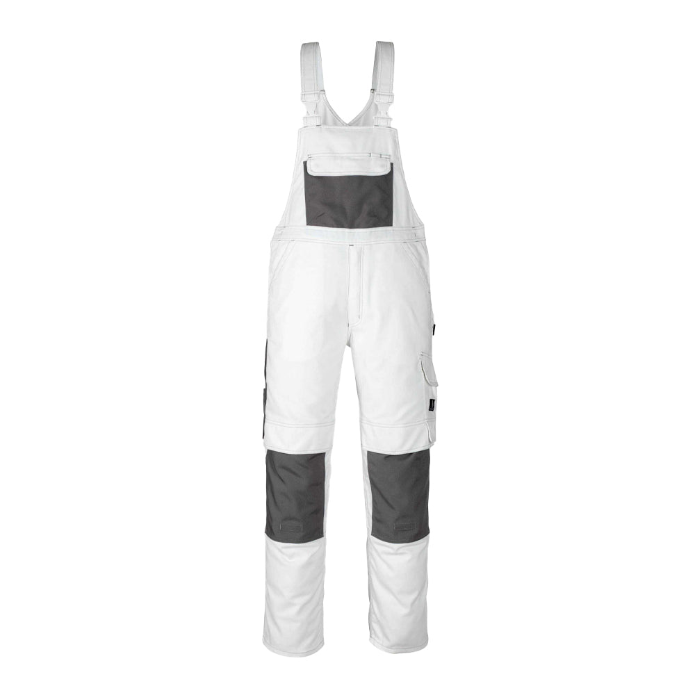 White - Front - Mascot Mens Hardwear Orense Knee Pad Pockets Bib And Brace Overall