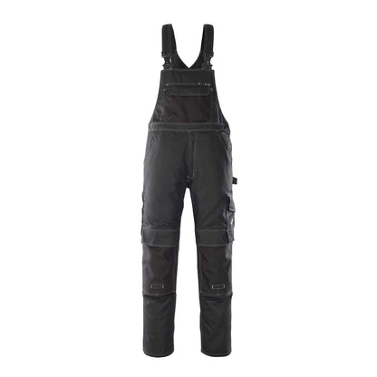 Black - Front - Mascot Mens Hardwear Orense Knee Pad Pockets Bib And Brace Overall