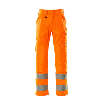 Hi Vis Orange - Front - Mascot Mens Safe Light Geraldton Knee Pad Pockets Trousers