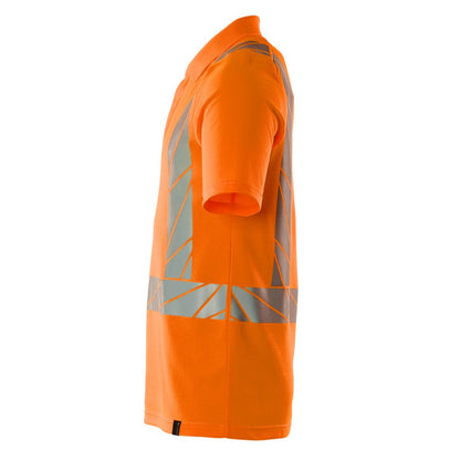 Orange - Side - Mascot Unisex Adult Accelerate Safe Hi-Vis Polo Shirt