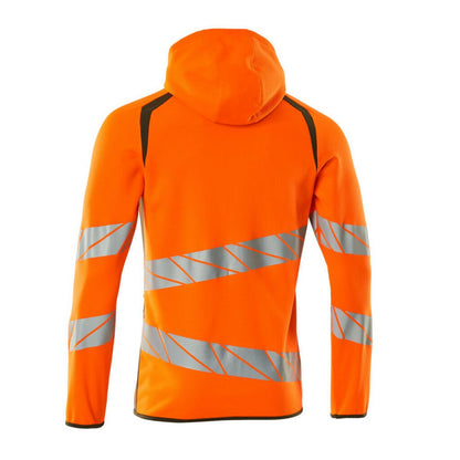 Hi Vis Orange-Moss Green - Back - Mascot Mens Accelerate Safe Full Zip Hoodie