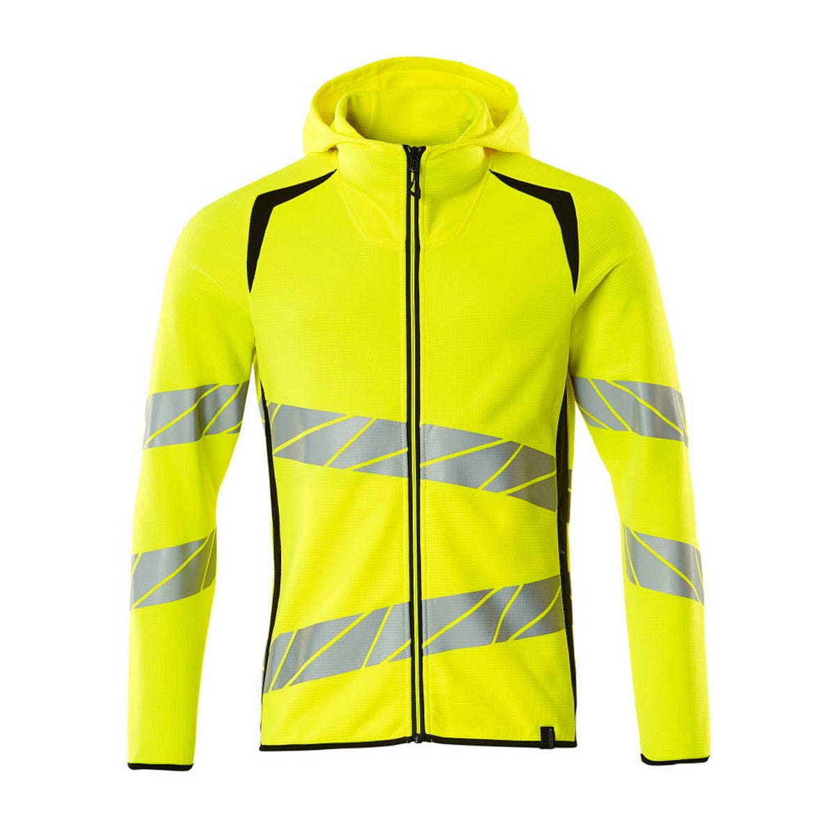 Hi Vis Yellow-Black - Front - Mascot Mens Accelerate Safe Full Zip Hoodie