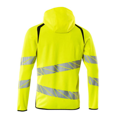 Hi Vis Yellow-Black - Back - Mascot Mens Accelerate Safe Full Zip Hoodie