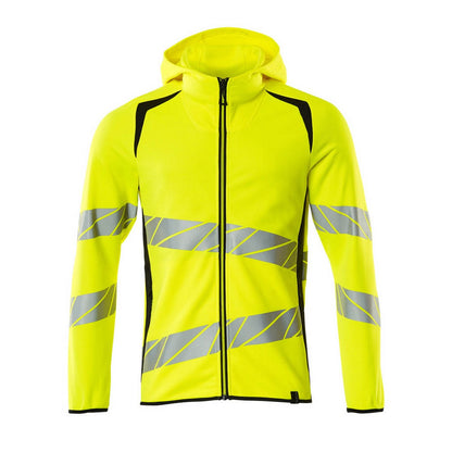 Hi Vis Yellow-Dark Navy - Front - Mascot Mens Accelerate Safe Full Zip Hoodie