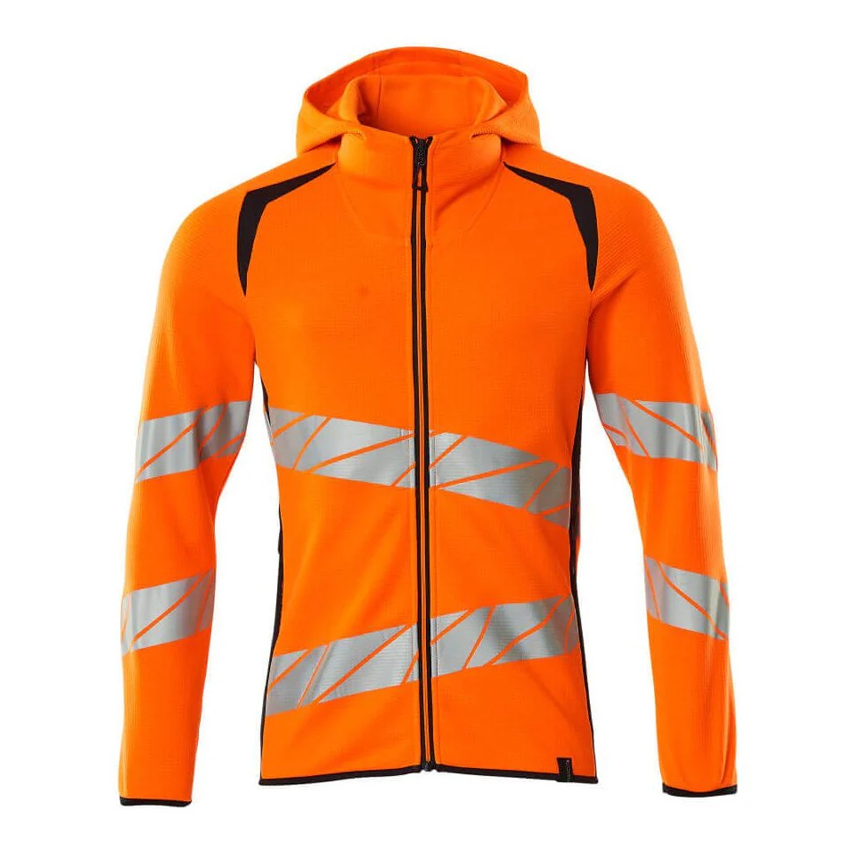 Hi Vis Orange-Dark Navy - Front - Mascot Mens Accelerate Safe Full Zip Hoodie